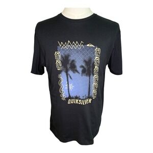Quiksilver Graphic T-Shirt Palm Trees Print Crew Neck Short Sleeve Size Small‎